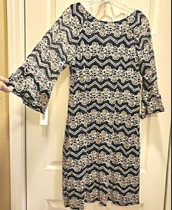 NWT Navy & Cream Cocktail Dress - Size 16